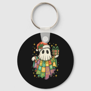 Patchwork Christmas Ghost Christmas, Christmas Boo Key Ring