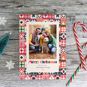 Patchwork Christmas Multicolored Photo Holiday Card