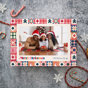 Patchwork Christmas Multicolored Photo Holiday Card