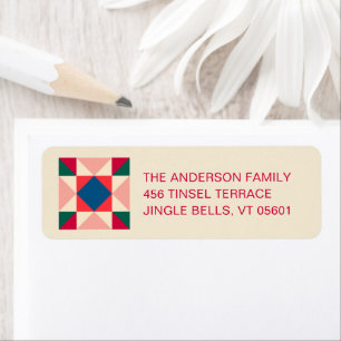 Patchwork Christmas Multicolored Return Address