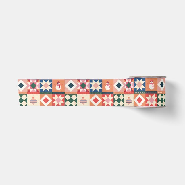 Patchwork Christmas Multicolored Satin Ribbon (Front)