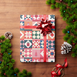 Patchwork Christmas Multicolored Wrapping Paper
