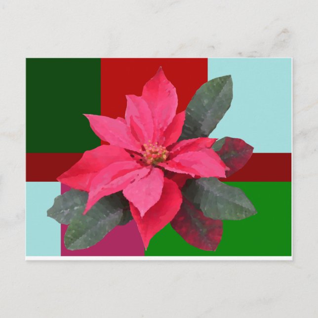 Patchwork Christmas - Poinsettia Postcard (Front)