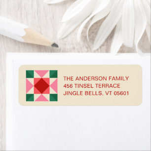 Patchwork Christmas Red Pink Green Return Address