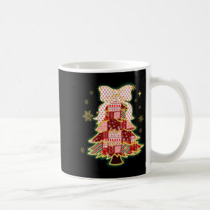 Patchwork Christmas Tree Coquette Bow Xmas Holiday Coffee Mug