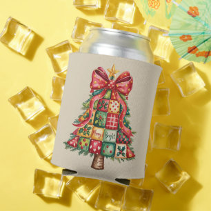 Patchwork Christmas Tree Coquette Xmas Tree  Can Cooler