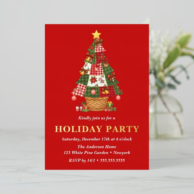 Patchwork Christmas Tree Holiday Party  (Standing Front)