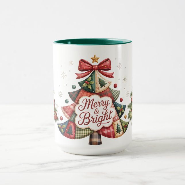 Patchwork Christmas Trees  Mug (Center)