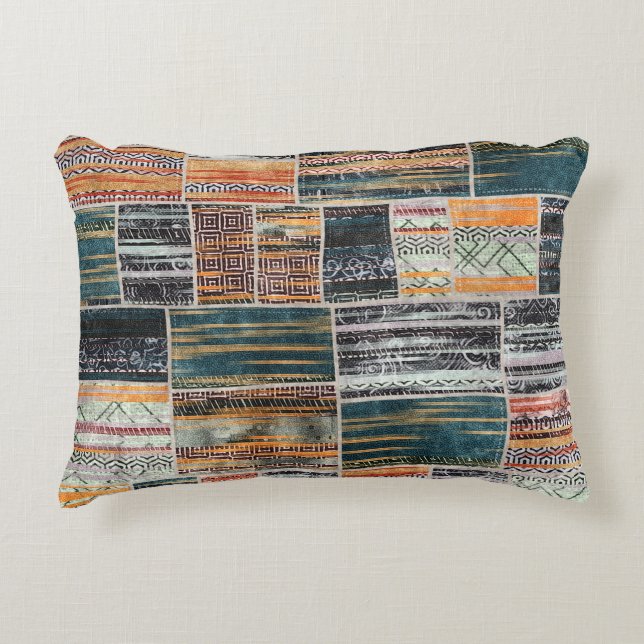 Patchwork collage mix, quilt pattern print. decorative cushion (Front)