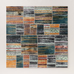 Patchwork collage mix, quilt pattern print. jigsaw puzzle