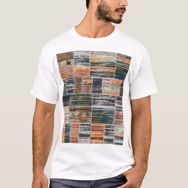 Patchwork collage mix, quilt pattern print. T-Shirt (Front)