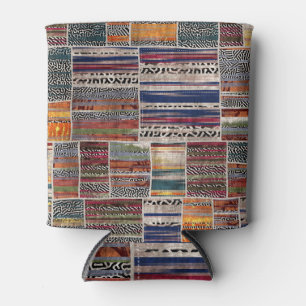Patchwork collage: mixed quilt pattern. can cooler