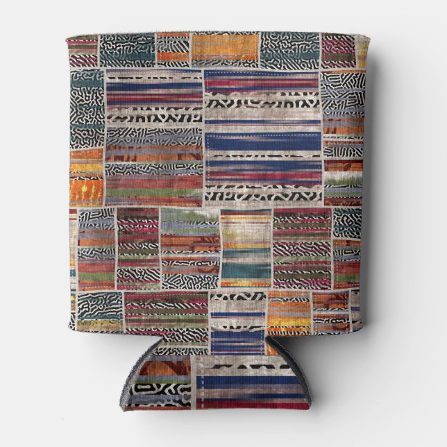 Patchwork collage: mixed quilt pattern. can cooler (Front)