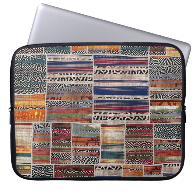 Patchwork collage: mixed quilt pattern. laptop sleeve (Front)