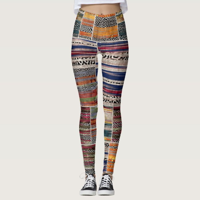 Patchwork collage: mixed quilt pattern. leggings (Front)