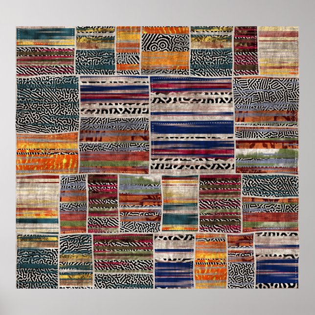 Patchwork collage: mixed quilt pattern. poster (Front)