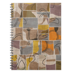 Patchwork collage, quilt mix pattern notebook