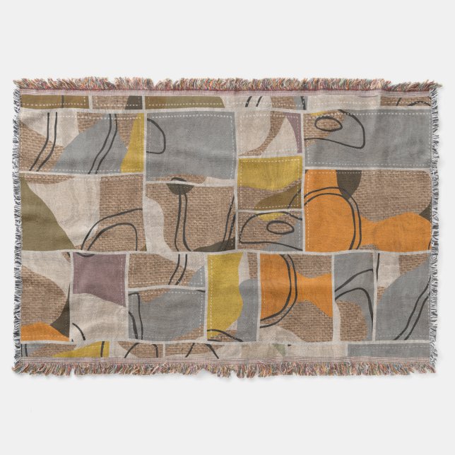 Patchwork collage, quilt mix pattern throw blanket (Front)