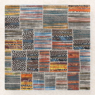 Patchwork Collage: Quilt Pattern Extravaganza Glass Coaster