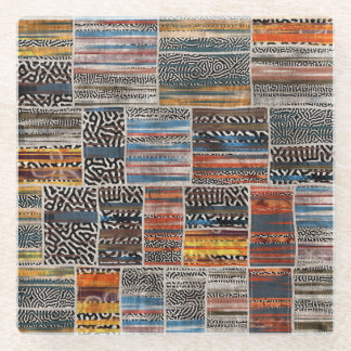 Patchwork Collage: Quilt Pattern Extravaganza Glass Coaster