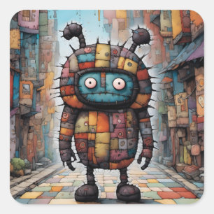 Patchwork Colourful Cute Creature Funny Sticker