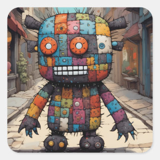 Patchwork Colourful Cute Creature Funny Sticker