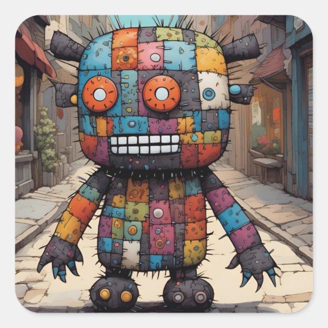 Patchwork Colourful Cute Creature Funny Sticker (Front)