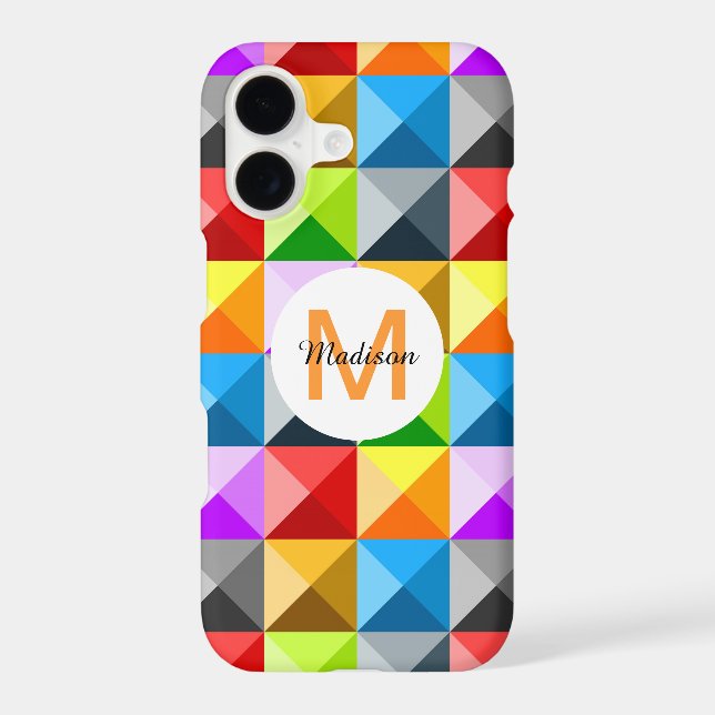 Patchwork Colourful geometric pattern Monogram (Back)