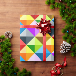Patchwork Cool Colourful triangle geometric patter Wrapping Paper