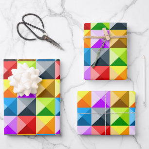 Patchwork Cool Colourful triangle geometric patter Wrapping Paper Sheet