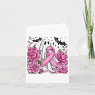 Patchwork Coquette Bow Breast Cancer Ghost Hallowe Card