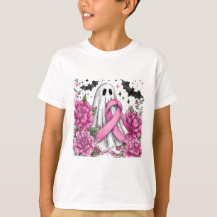 Patchwork Coquette Bow Breast Cancer Ghost Hallowe T-Shirt