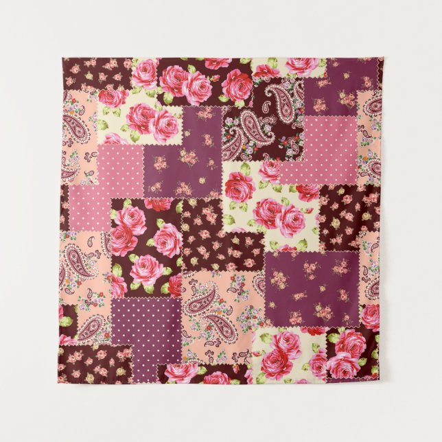 Patchwork Cute Seamless Pattern Tapestry (Front)