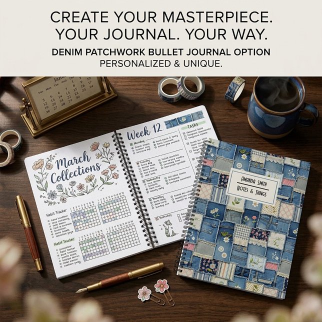 Patchwork Denim personalised bullet journal (Creator Uploaded)