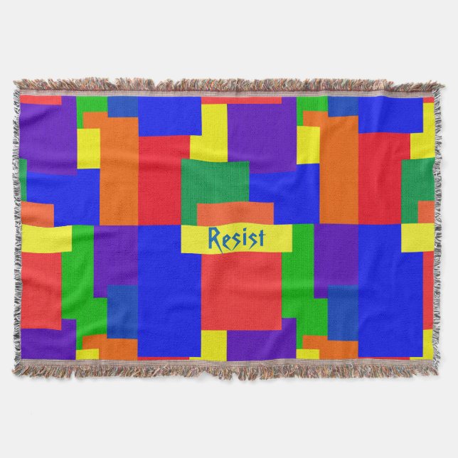 Patchwork Design Rainbow Resist Throw Blanket (Front)
