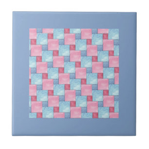 Patchwork Design Tile, Pinks, Blues Tile