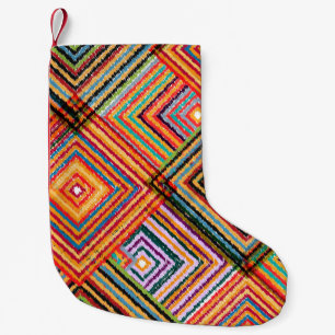Patchwork Design with Aztec Squares. Small Christmas Stocking