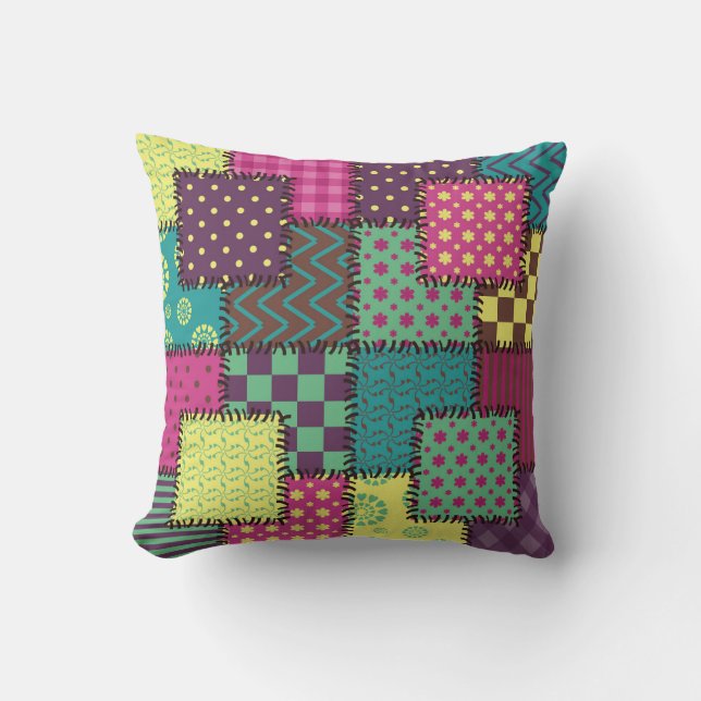 Patchwork: Diverse Patterns Background Cushion (Front)