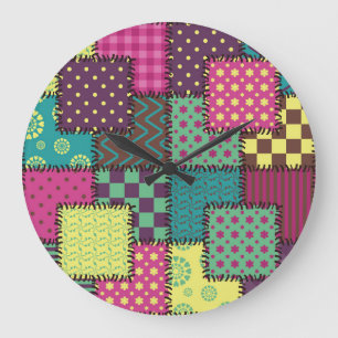 Patchwork: Diverse Patterns Background Large Clock