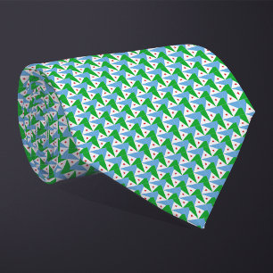 Patchwork Djibouti Flag Pattern Tie