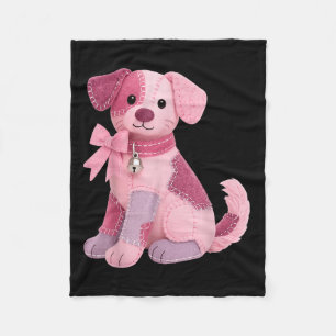 Patchwork Dog Pink Ribbon Breast Cancer Awareness Fleece Blanket