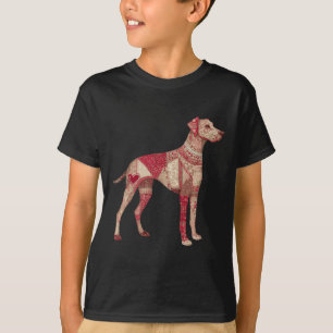 Patchwork Dog With Heart Valentine Style T-Shirt