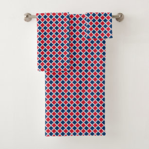 Patchwork Dominican Republic Flag Pattern Bath Towel Set