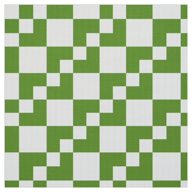 Patchwork Domino - Avocado Green and White Fabric (Swatch)