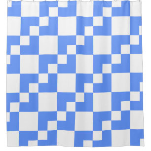 Patchwork Domino - Baby Blue and White Shower Curtain