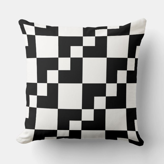 Patchwork Domino - Black and White Cushion (Front)