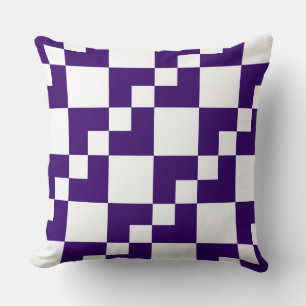 Patchwork Domino - Deep Purple and White Cushion