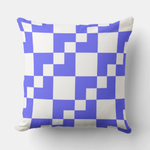 Patchwork Domino - Electric Blue and White Cushion