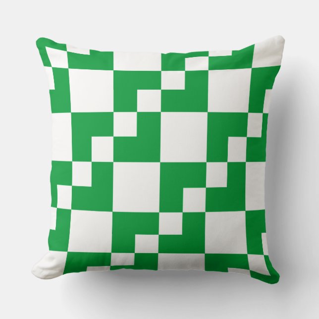 Patchwork Domino - Grass Green and White Cushion (Front)