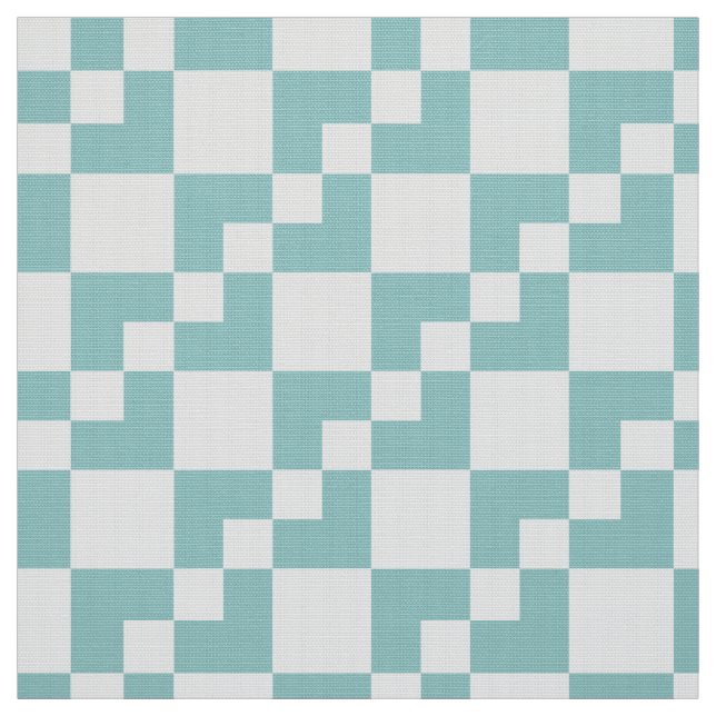 Patchwork Domino - Light Blue Green and White Fabric (Swatch)